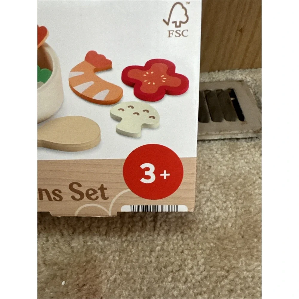Fisher-Price Wooden Kitchen Pots & Pans Set 19 Wood Pieces for Preschool NEW